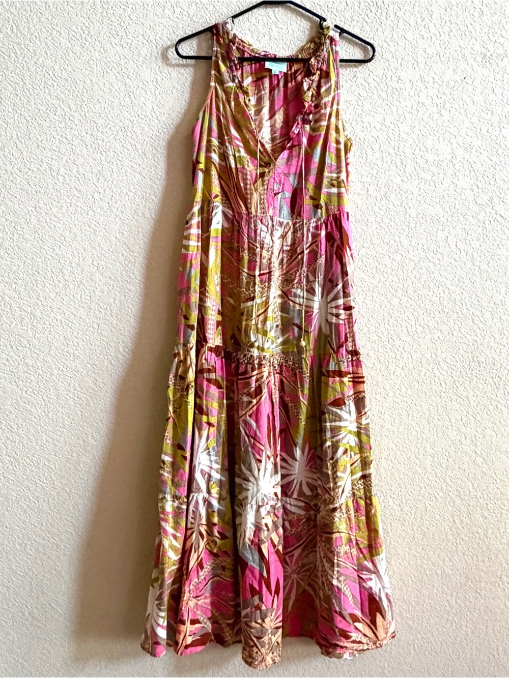 True Destinations Tropical Maxi Dress Size M Sleeveless Resortwear Casual Flowy